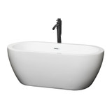 Wyndham WCOBT100260SWATPBK Soho 60 Inch Freestanding Bathtub in White with Shiny White Trim and Floor Mounted Faucet in Matte Black