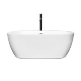 Wyndham WCOBT100260SWATPBK Soho 60 Inch Freestanding Bathtub in White with Shiny White Trim and Floor Mounted Faucet in Matte Black