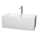 Wyndham WCOBT101160ATP11BN Melody 60 Inch Freestanding Bathtub in White with Floor Mounted Faucet, Drain and Overflow Trim in Brushed Nickel