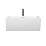 Wyndham WCOBT101160SWATPBK Melody 60 Inch Freestanding Bathtub in White with Shiny White Trim and Floor Mounted Faucet in Matte Black
