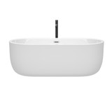 Wyndham WCOBT101367PCATPBK Juliette 67 Inch Freestanding Bathtub in White with Polished Chrome Trim and Floor Mounted Faucet in Matte Black