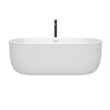 Wyndham WCOBT101367SWATPBK Juliette 67 Inch Freestanding Bathtub in White with Shiny White Trim and Floor Mounted Faucet in Matte Black
