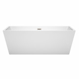 Wyndham WCBTK151467BNTRIM Sara 67 Inch Freestanding Bathtub in White with Brushed Nickel Drain and Overflow Trim