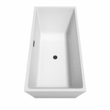 Wyndham WCBTK151467MBTRIM Sara 67 Inch Freestanding Bathtub in White with Matte Black Drain and Overflow Trim