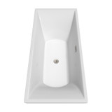 Wyndham WCBTK151871ATP11BN Maryam 71 Inch Freestanding Bathtub in White with Floor Mounted Faucet, Drain and Overflow Trim in Brushed Nickel