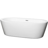 Wyndham WCOBT100371 Mermaid 71 Inch Freestanding Bathtub in White with Polished Chrome Drain and Overflow Trim