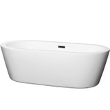Wyndham WCOBT100371MBTRIM Mermaid 71 Inch Freestanding Bathtub in White with Matte Black Drain and Overflow Trim