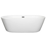 Wyndham WCOBT100371MBTRIM Mermaid 71 Inch Freestanding Bathtub in White with Matte Black Drain and Overflow Trim