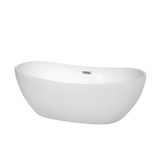 Wyndham WCOBT101465BNTRIM Rebecca 65 Inch Freestanding Bathtub in White with Brushed Nickel Drain and Overflow Trim