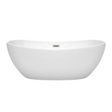Wyndham WCOBT101465BNTRIM Rebecca 65 Inch Freestanding Bathtub in White with Brushed Nickel Drain and Overflow Trim