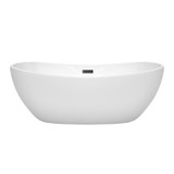 Wyndham WCOBT101465MBTRIM Rebecca 65 Inch Freestanding Bathtub in White with Matte Black Drain and Overflow Trim