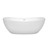 Wyndham WCOBT101465SWTRIM Rebecca 65 Inch Freestanding Bathtub in White with Shiny White Drain and Overflow Trim