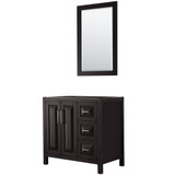 Wyndham WCV252536SDECXSXXM24 Daria 36 Inch Single Bathroom Vanity in Dark Espresso, No Countertop, No Sink, and 24 Inch Mirror Wyndham WCV252536SDECXSXXM24 Daria 36 Inch Single Bathroom Vanity in Dark Espresso, No Countertop, No Sink, and 24 Inch Mirror