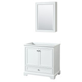 Wyndham WCS202036SWHCXSXXMED Deborah 36 Inch Single Bathroom Vanity in White, No Countertop, No Sink, and Medicine Cabinet