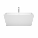 Wyndham WCBTK151459ATP11PC Sara 59 Inch Freestanding Bathtub in White with Floor Mounted Faucet, Drain and Overflow Trim in Polished Chrome