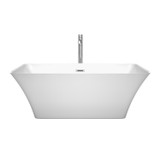 Wyndham WCBTK150459ATP11PC Tiffany 59 Inch Freestanding Bathtub in White with Floor Mounted Faucet, Drain and Overflow Trim in Polished Chrome
