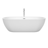 Wyndham WCOBT100272ATP11PC Soho 72 Inch Freestanding Bathtub in White with Floor Mounted Faucet, Drain and Overflow Trim in Polished Chrome