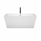 Wyndham WCBTK151459PCATPBK Sara 59 Inch Freestanding Bathtub in White with Polished Chrome Trim and Floor Mounted Faucet in Matte Black
