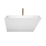 Wyndham WCBTK150159PCATPGD Hannah 59 Inch Freestanding Bathtub in White with Polished Chrome Trim and Floor Mounted Faucet in Brushed Gold