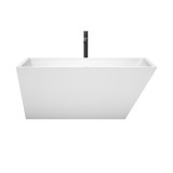 Wyndham WCBTK150159PCATPBK Hannah 59 Inch Freestanding Bathtub in White with Polished Chrome Trim and Floor Mounted Faucet in Matte Black