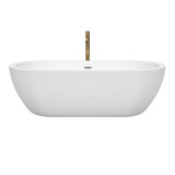 Wyndham WCOBT100272PCATPGD Soho 72 Inch Freestanding Bathtub in White with Polished Chrome Trim and Floor Mounted Faucet in Brushed Gold