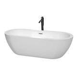 Wyndham WCOBT100272PCATPBK Soho 72 Inch Freestanding Bathtub in White with Polished Chrome Trim and Floor Mounted Faucet in Matte Black