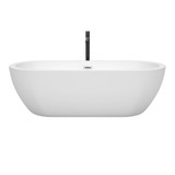 Wyndham WCOBT100272PCATPBK Soho 72 Inch Freestanding Bathtub in White with Polished Chrome Trim and Floor Mounted Faucet in Matte Black