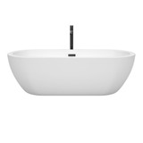 Wyndham WCOBT100272MBATPBK Soho 72 Inch Freestanding Bathtub in White with Floor Mounted Faucet, Drain and Overflow Trim in Matte Black