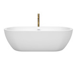 Wyndham WCOBT100272SWATPGD Soho 72 Inch Freestanding Bathtub in White with Shiny White Trim and Floor Mounted Faucet in Brushed Gold