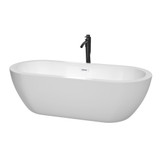 Wyndham WCOBT100272SWATPBK Soho 72 Inch Freestanding Bathtub in White with Shiny White Trim and Floor Mounted Faucet in Matte Black