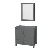 Wyndham WCS141436SKGCXSXXMED Sheffield 36 Inch Single Bathroom Vanity in Dark Gray, No Countertop, No Sink, and Medicine Cabinet