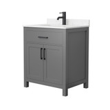 Wyndham WCG242430SGBCCUNSMXX Beckett 30 Inch Single Bathroom Vanity in Dark Gray, Carrara Cultured Marble Countertop, Undermount Square Sink, Matte Black Trim Wyndham WCG242430SGBCCUNSMXX Beckett 30 Inch Single Bathroom Vanity in Dark Gray, Carrara Cultured Marble Countertop, Undermount Square Sink, Matte Black Trim