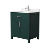 Wyndham WCG242430SGECCUNSMXX Beckett 30 Inch Single Bathroom Vanity in Green, Carrara Cultured Marble Countertop, Undermount Square Sink, Brushed Nickel Trim