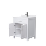 Wyndham WCG242430SWHWCUNSMXX Beckett 30 Inch Single Bathroom Vanity in White, White Cultured Marble Countertop, Undermount Square Sink, Brushed Nickel Trim