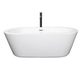 Wyndham WCOBT100367PCATPBK Mermaid 67 Inch Freestanding Bathtub in White with Polished Chrome Trim and Floor Mounted Faucet in Matte Black