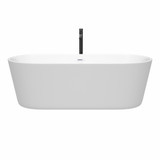 Wyndham WCOBT101271SWATPBK Carissa 71 Inch Freestanding Bathtub in White with Shiny White Trim and Floor Mounted Faucet in Matte Black
