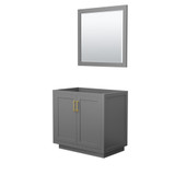 Wyndham WCF292936SGGCXSXXM34 Miranda 36 Inch Single Bathroom Vanity in Dark Gray, No Countertop, No Sink, Brushed Gold Trim, 34 Inch Mirror Wyndham WCF292936SGGCXSXXM34 Miranda 36 Inch Single Bathroom Vanity in Dark Gray, No Countertop, No Sink, Brushed Gold Trim, 34 Inch Mirror