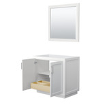 Wyndham WCF292936SWHCXSXXM34 Miranda 36 Inch Single Bathroom Vanity in White, No Countertop, No Sink, Brushed Nickel Trim, 34 Inch Mirror