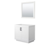 Wyndham WCF292936SWBCXSXXM34 Miranda 36 Inch Single Bathroom Vanity in White, No Countertop, No Sink, Matte Black Trim, 34 Inch Mirror