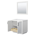 Wyndham WCF292936SWBCXSXXM34 Miranda 36 Inch Single Bathroom Vanity in White, No Countertop, No Sink, Matte Black Trim, 34 Inch Mirror
