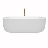 Wyndham WCOBT101371SWATPGD Juliette 71 Inch Freestanding Bathtub in White with Shiny White Trim and Floor Mounted Faucet in Brushed Gold