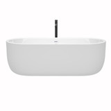 Wyndham WCOBT101371SWATPBK Juliette 71 Inch Freestanding Bathtub in White with Shiny White Trim and Floor Mounted Faucet in Matte Black