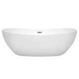 Wyndham WCOBT101470BNTRIM Rebecca 70 Inch Freestanding Bathtub in White with Brushed Nickel Drain and Overflow Trim