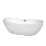 Wyndham WCOBT101470MBTRIM Rebecca 70 Inch Freestanding Bathtub in White with Matte Black Drain and Overflow Trim