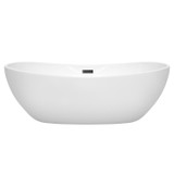 Wyndham WCOBT101470MBTRIM Rebecca 70 Inch Freestanding Bathtub in White with Matte Black Drain and Overflow Trim