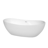 Wyndham WCOBT101470SWTRIM Rebecca 70 Inch Freestanding Bathtub in White with Shiny White Drain and Overflow Trim