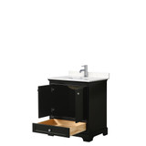 Wyndham WCS202030SDEC2UNSMXX Deborah 30 Inch Single Bathroom Vanity in Dark Espresso, Light-Vein Carrara Cultured Marble Countertop, Undermount Square Sink, No Mirror