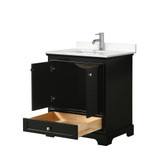 Wyndham WCS202030SDEC2UNSMXX Deborah 30 Inch Single Bathroom Vanity in Dark Espresso, Light-Vein Carrara Cultured Marble Countertop, Undermount Square Sink, No Mirror