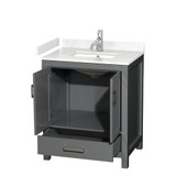 Wyndham WCS141430SKGC2UNSMXX Sheffield 30 Inch Single Bathroom Vanity in Dark Gray, Carrara Cultured Marble Countertop, Undermount Square Sink, No Mirror