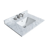 Wyndham WCS202030SWGCMUNSMXX Deborah 30 Inch Single Bathroom Vanity in White, White Carrara Marble Countertop, Undermount Square Sink, Brushed Gold Trim, No Mirror